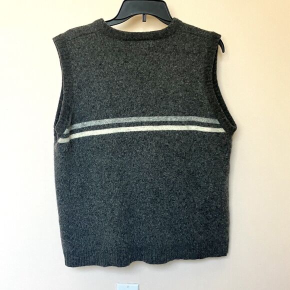 Sweater Vest Men’s XL Lambs Wool Gray With Stripes Y2K - Picture 3 of 5